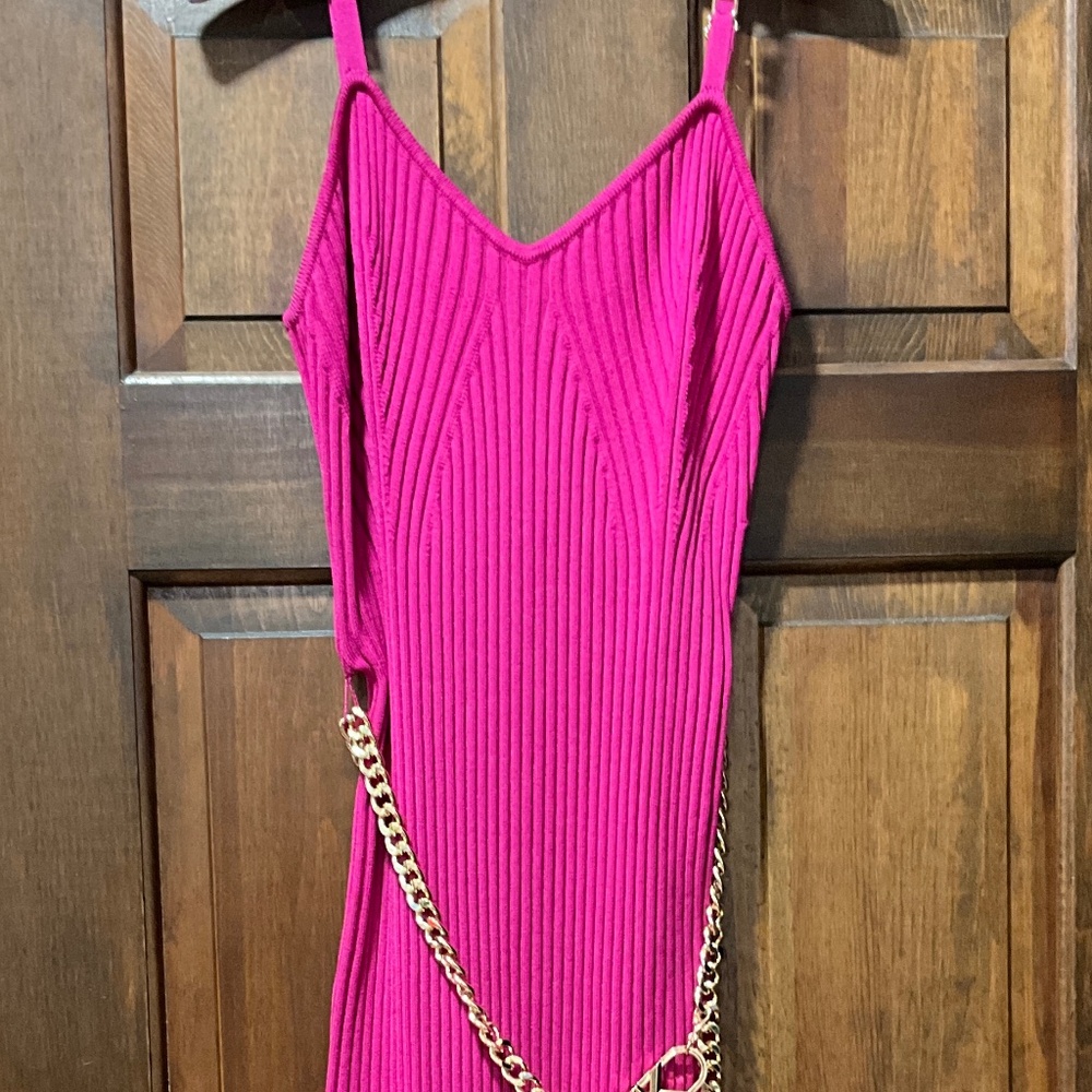 Michael, Michael Kors, fuchsia dress with gold NWT M
